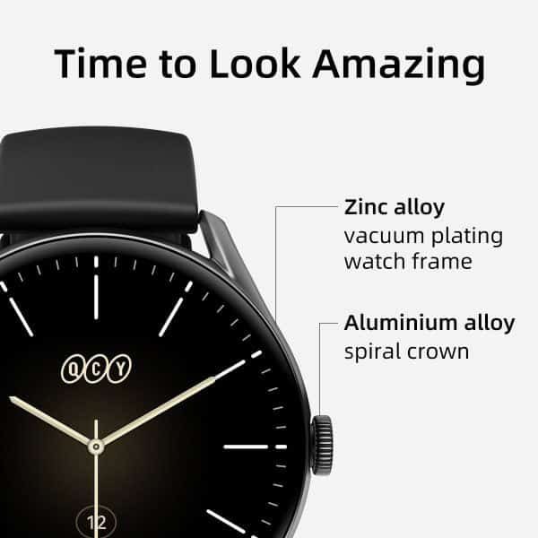 QCY Orologio Intelligente GT – Display AMOLED 1.43'' HD, Telaio Metallico, Batteria 10 Giorni, Monitoraggio Salute