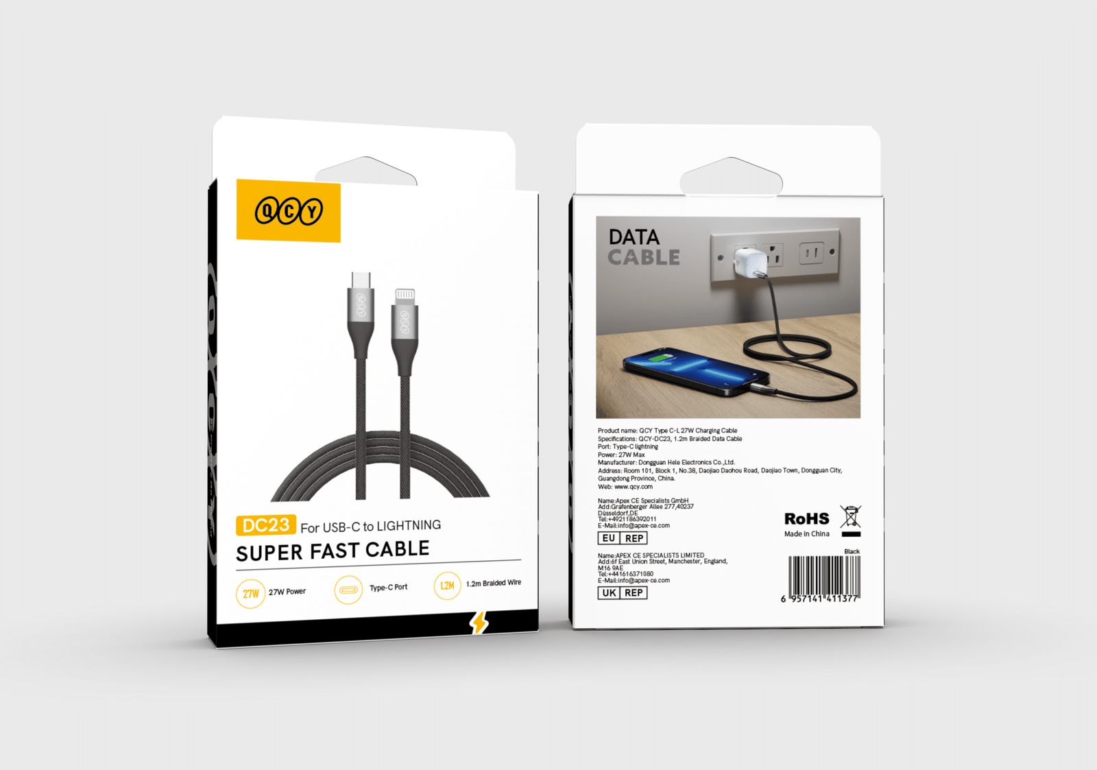 QCY DC23 Type C-L 27W Charging Cable