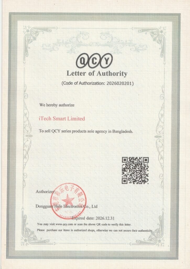 QCY Official Authorization Certificate - QCY Bangladesh (iTech Smart LTD)