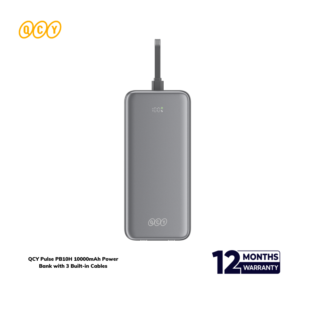 QCY - 2026-09-17T121319.814 QCY Pulse PB10H 10000mAh Power Bank with 3 Built-in Cables - Image 1