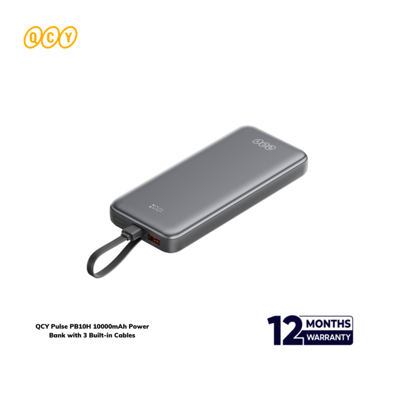 QCY Pulse PB10H 10000mAh Power Bank with 3 Built-in Cables - Image 3