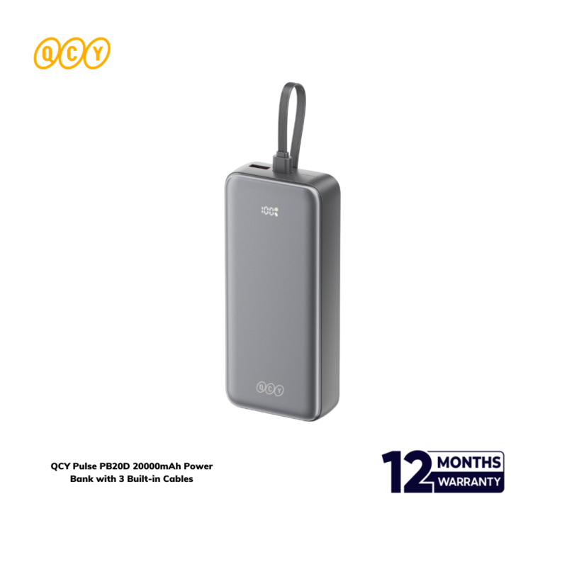 QCY Pulse PB20D 20000mAh Power Bank with 3 Built-in Cables